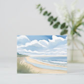 strandwandeling | Waterverf in de kustwateren Briefkaart (Staand voorkant)