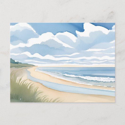 strandwandeling | Waterverf in de kustwateren Briefkaart (Voorkant)