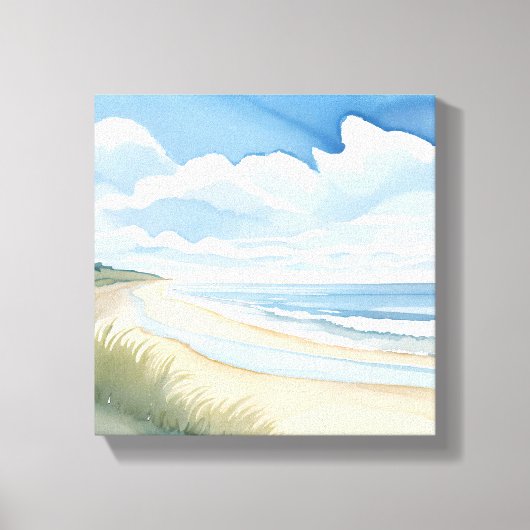 strandwandeling | Waterverf in de kustwateren Canvas Afdruk (Voorkant)