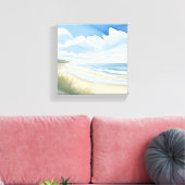 strandwandeling | Waterverf in de kustwateren Canvas Afdruk (Insitu (Woonkamer))