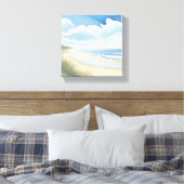 strandwandeling | Waterverf in de kustwateren Canvas Afdruk (Insitu (Slaapkamer))