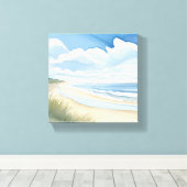 strandwandeling | Waterverf in de kustwateren Canvas Afdruk (Insitu (Houten vloer))