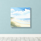 strandwandeling | Waterverf in de kustwateren Canvas Afdruk (Insitu (Houten vloer))