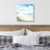 strandwandeling | Waterverf in de kustwateren Canvas Afdruk (Insitu (Slaapkamer))