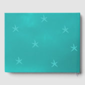 Strandwater blauwe turquoise zeester trouwfoto gastenboek (Achterkant)