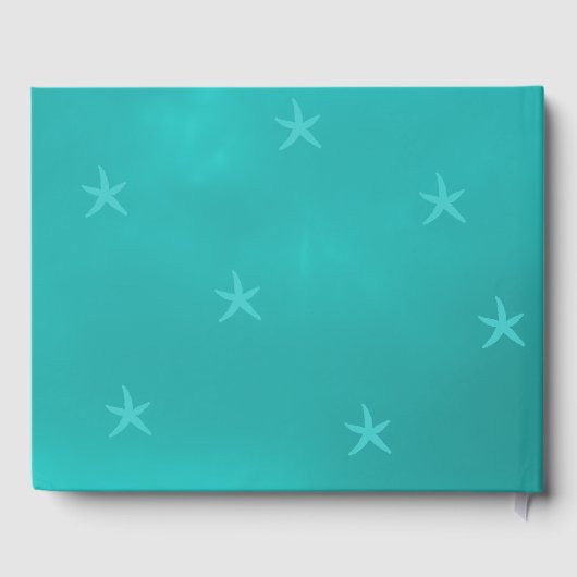 Strandwater blauwe turquoise zeester trouwfoto gastenboek (Achterkant)