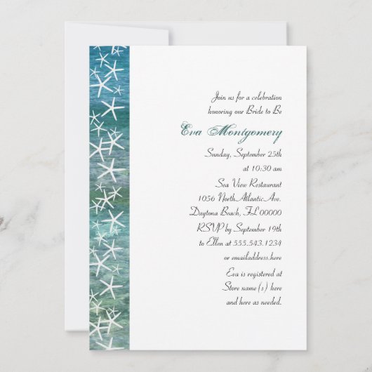 Strandwater Zeester Bruids Douche Uitnodiging (Achterkant)