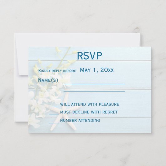 Strandwiet RSVP-kaarten met orchideeën RSVP Kaartje (Achterkant)