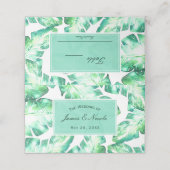 Strandwit en groene tropische bladeren tafel zitpl plaatskaartje (Buitenkant ongevouwen)