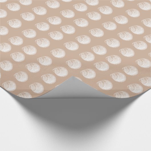 Strandwitte zeeschelpen cadeaupapier (Hoek)