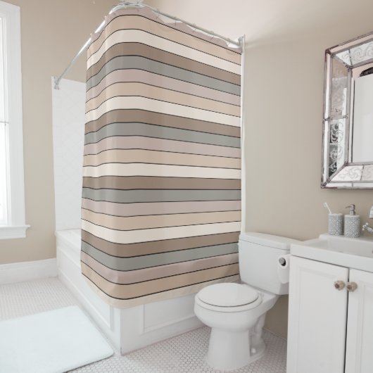 Strandzand aarde toon kleur strepen op Waterverf Douchegordijn (In situ)