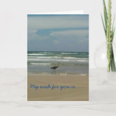 Strandzand en golven verjaardagskaart met vogel kaart (Voorkant)