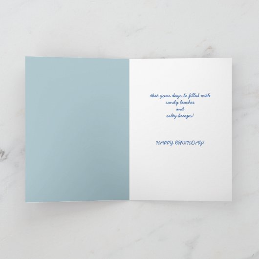 Strandzand en golven verjaardagskaart met vogel kaart (Binnen)