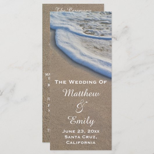 Strandzand en Zee Foam Wedding Program Programmakaart (Voorkant / Achterkant)