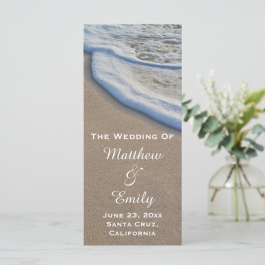 Strandzand en Zee Foam Wedding Program Programmakaart (Staand voorkant)