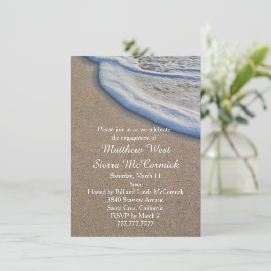 Strandzand en Zee Schuim Trouw Verlovingsfeest Kaart (Staand voorkant)