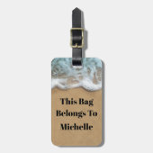 Strandzand Kust Monogram Acryl Bagage Labels (Voorkant verticaal)