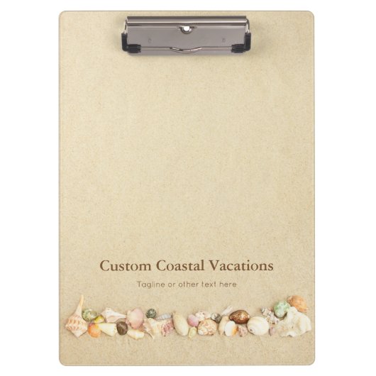 Strandzand met zeeschelpen Business Klembord (Voorkant)