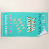 Strandzand turquoise typografie strandlaken (Voorkant)
