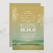 STRANDZAND zee Golven & Palmen huwelijksuitnodigin Kaart (Voorkant / Achterkant)