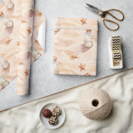 Strandzand Zeester Flessen Cadeaupapier