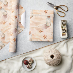 Strandzand Zeester Flessen Cadeaupapier
