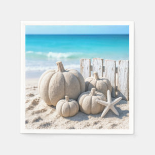 Strandzandpompoenen en zeesterren servet