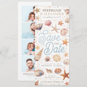 Strandzeeschelpen Bewaar de datum Bladwijzer Foto Kaart (Voorkant / Achterkant)