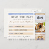 strandzeester en je foto bewaren de datumtickets aankondigingskaart (Voorkant / Achterkant)