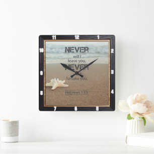 Strandzeester Hebreeën 13:5 Vierkante Klok