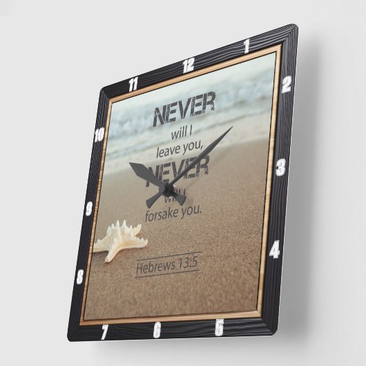 Strandzeester Hebreeën 13:5 Vierkante Klok (Hoek)