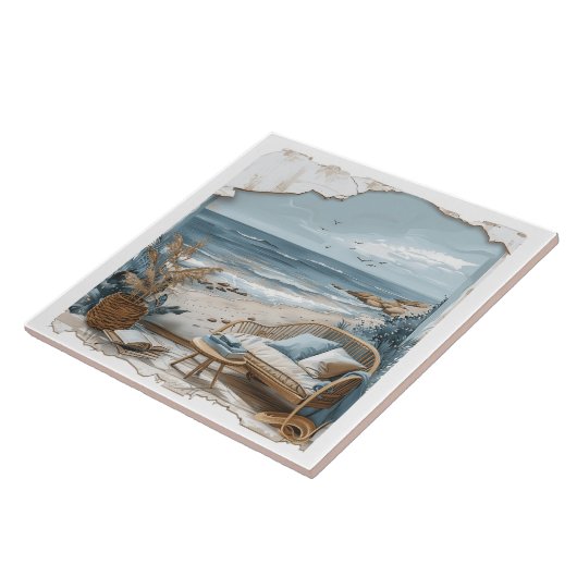 Strandzicht - Strand Uitzicht Window Tegeltje (Zijkant)