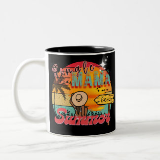 Strandzomer Vakantie Retro Vintage Eenzame Moeder Tweekleurige Koffiemok
