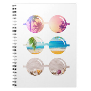 Strandzonnebrillen Sunset palmbomen reizen notitie Notitieboek