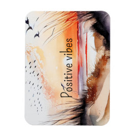 Strandzonsondergang met vogels en positieve vibrat magneet