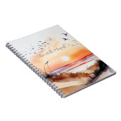 Strandzonsondergang met vogels notitieboek (Rechterzijde)