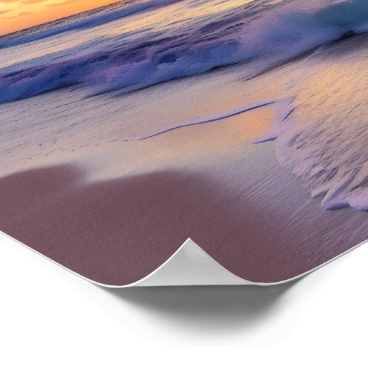 Strandzonsondergang met wolken poster (Hoek)