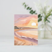 strandzonsondergang | Prachtig Waterverf schilderi Briefkaart (Staand voorkant)