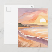 strandzonsondergang | Prachtig Waterverf schilderi Briefkaart (Voorkant / Achterkant)