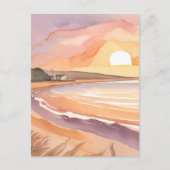 strandzonsondergang | Prachtig Waterverf schilderi Briefkaart (Voorkant)