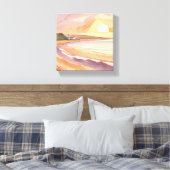 strandzonsondergang | Prachtig Waterverf schilderi Canvas Afdruk (Insitu (Slaapkamer))