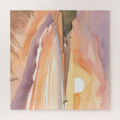 strandzonsondergang | Prachtig Waterverf schilderi Legpuzzel (Horizontaal)