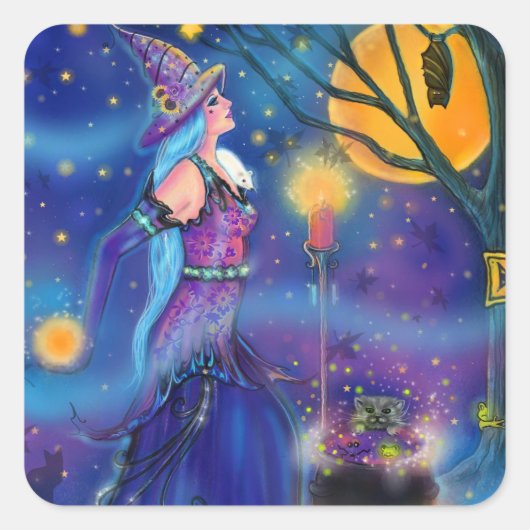 Strange Brew witch by Renee Lavoie  Vierkante Sticker (Voorkant)