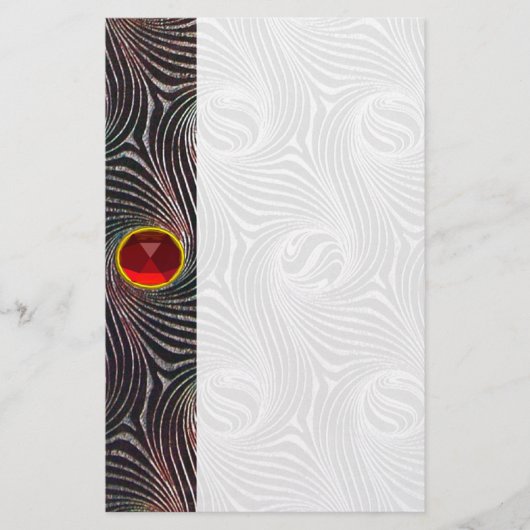 STRANGE CIRCLES, SWIRLS, Red Ruby Gemstone Briefpapier (Voorkant)