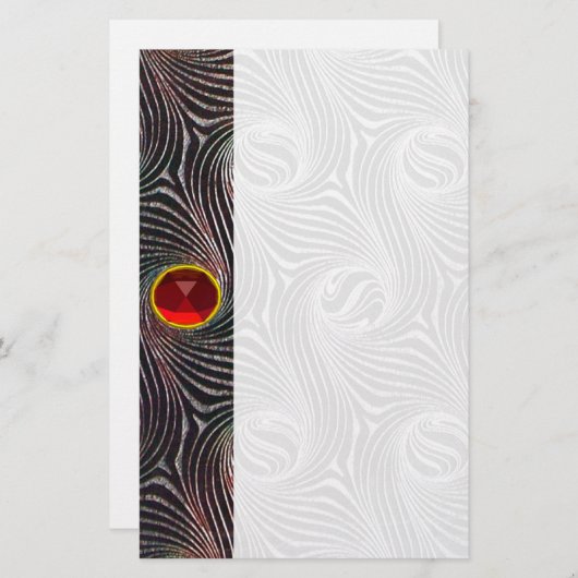 STRANGE CIRCLES, SWIRLS, Red Ruby Gemstone Briefpapier (Voorkant / Achterkant)