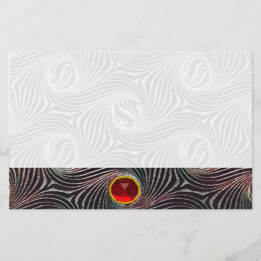 STRANGE CIRCLES, SWIRLS, Red Ruby Gemstone Briefpapier (Voorkant)