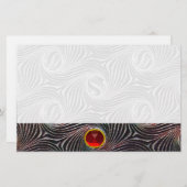 STRANGE CIRCLES, SWIRLS, Red Ruby Gemstone Briefpapier (Voorkant / Achterkant)