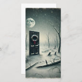 Strange Dark Creepy Christmas Door Holiday Kaart (Voorkant / Achterkant)