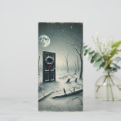 Strange Dark Creepy Christmas Door Holiday Kaart (Staand voorkant)