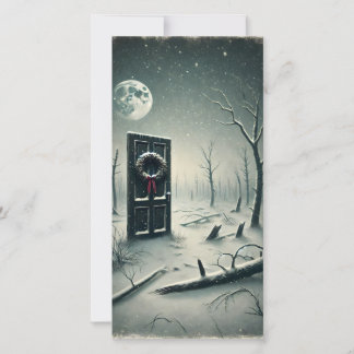 Strange Dark Creepy Christmas Door Holiday Kaart